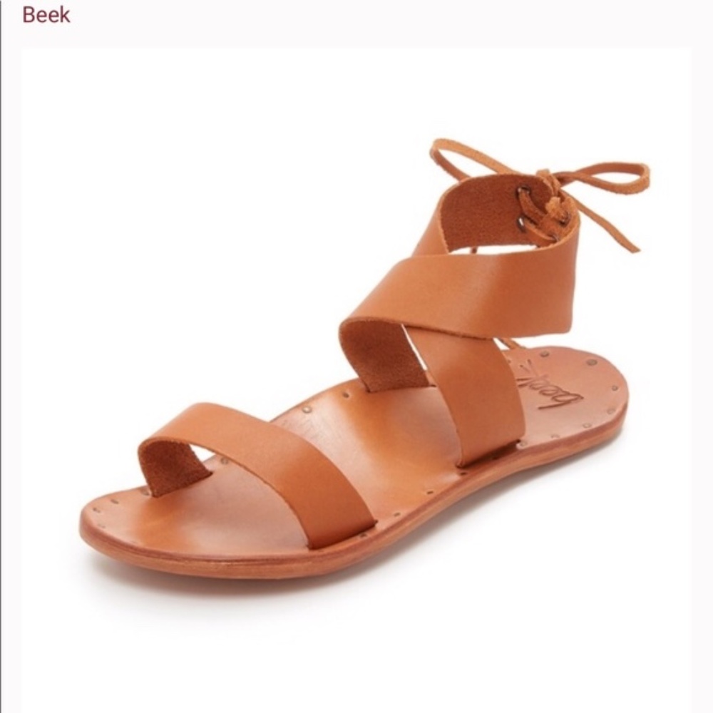 BEEK Sandals "Cardinal" Laced Brown Leather Gladiator Anthropologie size 6